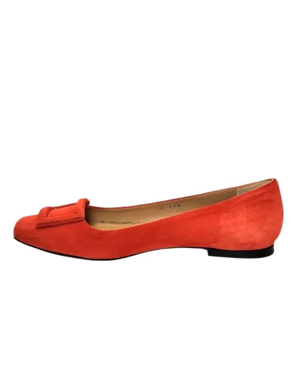 Ann Mashburn Buckle Shoe Suede Minimalist Square Toe Flats